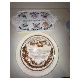 Decorative Ceramic Tray Les Fromages de France & Italian Cream Cake Plate - 2-Piece Set