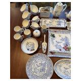 Gien France Ciseaux Bleu Dinnerware Set - Blue & White Plates, Teapot, Cups