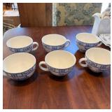 Gien France Ciseaux Bleu Dinnerware Set - Blue & White Plates, Teapot, Cups