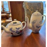 Gien France Ciseaux Bleu Dinnerware Set - Blue & White Plates, Teapot, Cups