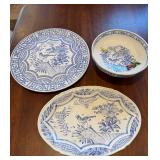 Gien France Ciseaux Bleu Dinnerware Set - Blue & White Plates, Teapot, Cups