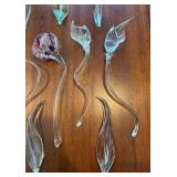 Glass Flower Stem Sculptures - Hand-Blown, Curved Stems with Colored Interiors