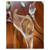 Glass Flower Stem Sculptures - Hand-Blown, Curved Stems with Colored Interiors