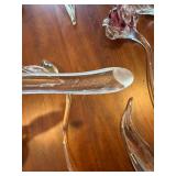 Glass Flower Stem Sculptures - Hand-Blown, Curved Stems with Colored Interiors
