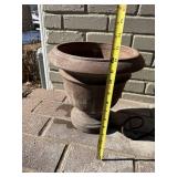 Terracotta Urn-Style Planters & Wrought Iron Stand - Set of 2