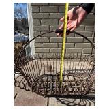 Metal Wire Baskets & Tall Copper-Bowl Plant Stand - Outdoor Decor