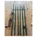 Green Powder-Coated Steel Fence Posts - 5-Pack