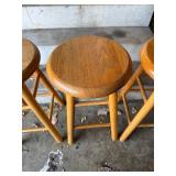 Wooden Bar Stools (Lot of 3) - 12 in Seat, 24 in Tall
