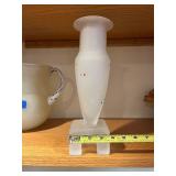 Kosta Boda Frosted Glass Vase with Multicolor Confetti Specks - 11 in tall