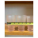 Pink Frosted Glass Tumblers - 1 Tall & 6 Short (7-Piece Set)