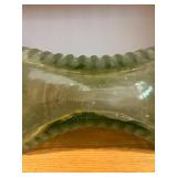 Green Ribbed Glass Vase Planter - 9 in L x 4.5 in W x 6 in H - Unmarked