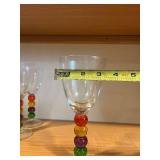 Colorful Beaded Stem Wine Glasses (Lot of 3)