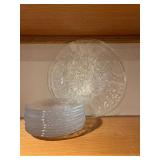 Kosta Boda Clear Glass Plate with Floral Engraving - 11 in Dia