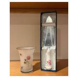 Royal Worcester Vase & Floral Cake Knife in Blue Box