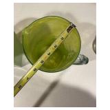 Emerald Green Glass Decanter & Pitcher - 12-Inch Tall Bottle with Sculpted Rim