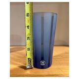 Blue Faceted Glass Tumblers - Set of 4, Approximately 6 in Tall, 3 in Diameter