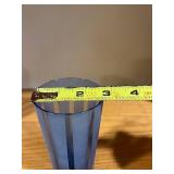 Blue Faceted Glass Tumblers - Set of 4, Approximately 6 in Tall, 3 in Diameter