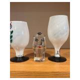 Hand-Painted Glass Goblets with Portrait Figures - 3-Piece Set