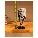 Hand-Painted Glass Goblets with Portrait Figures - 3-Piece Set
