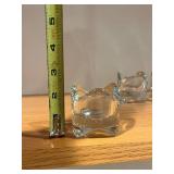 Set of 6 Clear Glass Salt Cellars with Crown Edge Rims