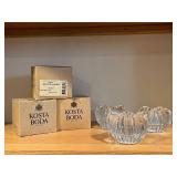 Kosta Boda Winter Garden Clear Ribbed Glass Apple Candle Holders - Set of 4