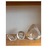 Crystal Glass Figurines - Cat, Peacock & Leaf - 3-Piece Set