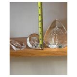 Crystal Glass Figurines - Cat, Peacock & Leaf - 3-Piece Set