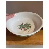 Berry Bowl with Draining Holes & Plate - Green Transferware, Italy - 7 in Diameter