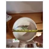 Berry Bowl with Draining Holes & Plate - Green Transferware, Italy - 7 in Diameter