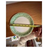 Berry Bowl with Draining Holes & Plate - Green Transferware, Italy - 7 in Diameter