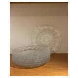 Leaf Pattern Clear Glass Plates - Round 9-Inch, Pressed Glass Set