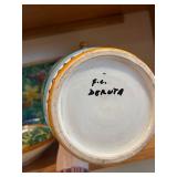 F.C. Deruta Majolica Grape-Vine Ceramic 4-Piece Set - Decanter, Tray & Lidded Jars