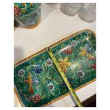 F.C. Deruta Majolica Grape-Vine Ceramic 4-Piece Set - Decanter, Tray & Lidded Jars