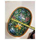 F.C. Deruta Majolica Grape-Vine Ceramic 4-Piece Set - Decanter, Tray & Lidded Jars