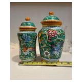 F.C. Deruta Majolica Grape-Vine Ceramic 4-Piece Set - Decanter, Tray & Lidded Jars