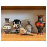 Decorative Vases & Bird Figurine (Lot of 6)
