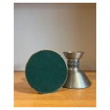 Pair of Metal Candle Holders - Brushed Silver Finish, Diamond Pattern Neck