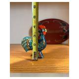 Norwegian Hand-Painted Wooden Rooster & Dala Horse Set with Velkommen Plate