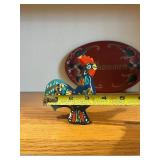 Norwegian Hand-Painted Wooden Rooster & Dala Horse Set with Velkommen Plate