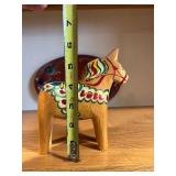 Norwegian Hand-Painted Wooden Rooster & Dala Horse Set with Velkommen Plate