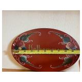 Norwegian Hand-Painted Wooden Rooster & Dala Horse Set with Velkommen Plate