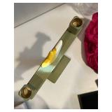 KL Green Painted Wood Pedestal with Tulip Top and Dangling Leaf Ornaments