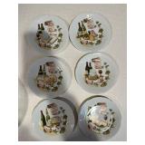 Deshoulières Collection LBP Porcelain Cheese & Wine Plates - Limoges, France - Set of 6