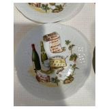Deshoulières Collection LBP Porcelain Cheese & Wine Plates - Limoges, France - Set of 6