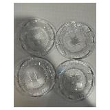 Glass Coaster Set - Clear Grid Pattern (Lot of 4)