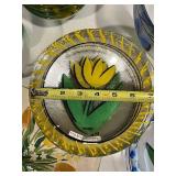 Kosta Boda Tulipa Glassware Set - 6 Tulip Tumblers, Plates & Bowls with Yellow Tulips