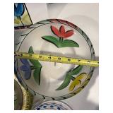 Kosta Boda Tulipa Glassware Set - 6 Tulip Tumblers, Plates & Bowls with Yellow Tulips