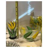 Kosta Boda Tulipa Glassware Set - 6 Tulip Tumblers, Plates & Bowls with Yellow Tulips