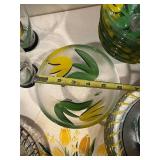 Kosta Boda Tulipa Glassware Set - 6 Tulip Tumblers, Plates & Bowls with Yellow Tulips