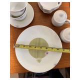 Bernardaud Porcelain Dinnerware Set with Floral Center - Plates, Cups, Saucers, Sugar & Creamer